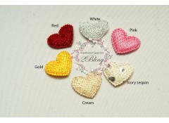 Small HEART Padded Applique (2.2 x 1.9 cm), Pack of 10